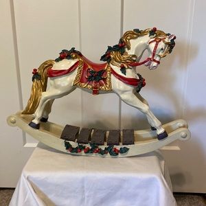 Vintage Christmas Carousel Rocking Horse, 11” x 16”